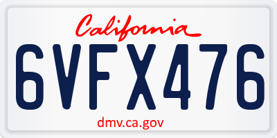 CA license plate 6VFX476