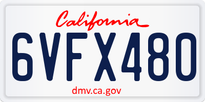 CA license plate 6VFX480