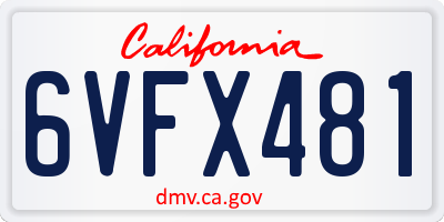 CA license plate 6VFX481