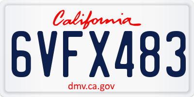 CA license plate 6VFX483