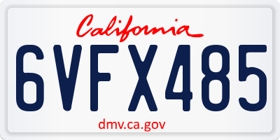 CA license plate 6VFX485