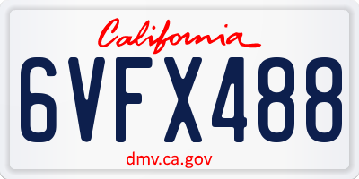 CA license plate 6VFX488