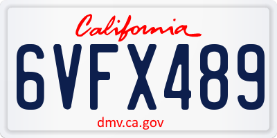 CA license plate 6VFX489