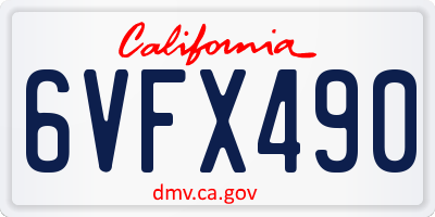 CA license plate 6VFX490