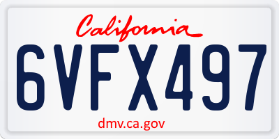 CA license plate 6VFX497