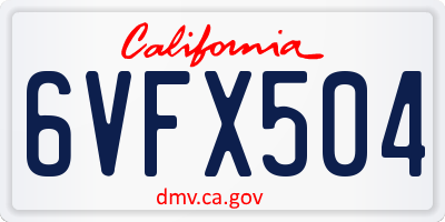 CA license plate 6VFX504