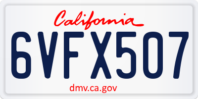 CA license plate 6VFX507