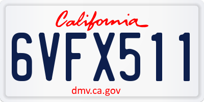CA license plate 6VFX511