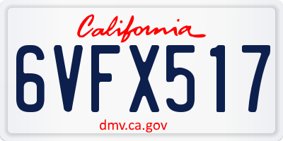 CA license plate 6VFX517