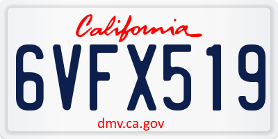 CA license plate 6VFX519