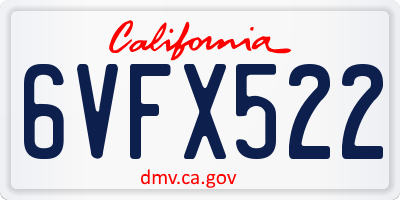 CA license plate 6VFX522