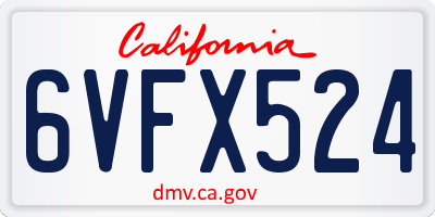 CA license plate 6VFX524