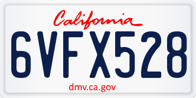 CA license plate 6VFX528