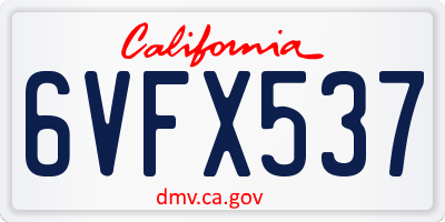 CA license plate 6VFX537