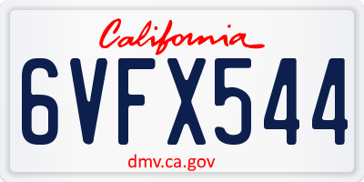 CA license plate 6VFX544