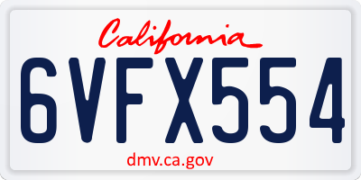CA license plate 6VFX554