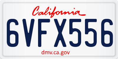 CA license plate 6VFX556