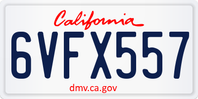 CA license plate 6VFX557