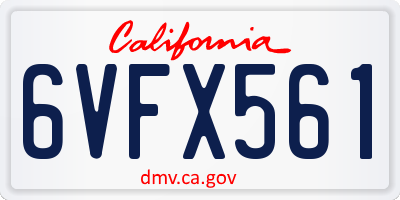 CA license plate 6VFX561