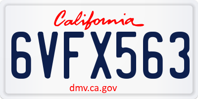 CA license plate 6VFX563