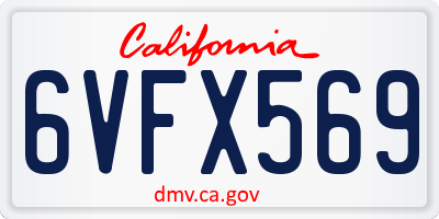 CA license plate 6VFX569