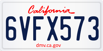 CA license plate 6VFX573