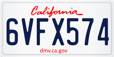 CA license plate 6VFX574