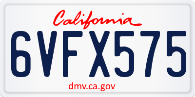 CA license plate 6VFX575