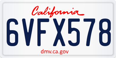 CA license plate 6VFX578