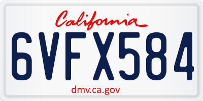 CA license plate 6VFX584
