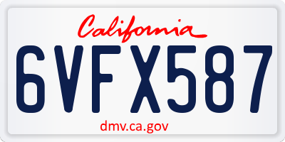 CA license plate 6VFX587
