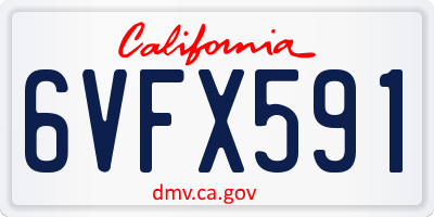 CA license plate 6VFX591