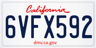 CA license plate 6VFX592
