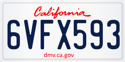 CA license plate 6VFX593