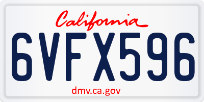 CA license plate 6VFX596