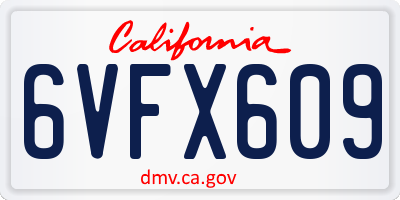 CA license plate 6VFX609