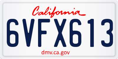 CA license plate 6VFX613