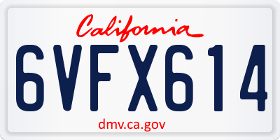 CA license plate 6VFX614