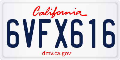 CA license plate 6VFX616