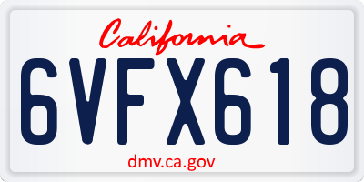 CA license plate 6VFX618