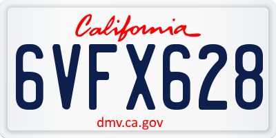 CA license plate 6VFX628