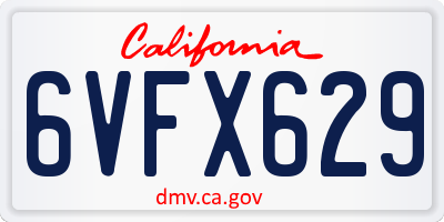 CA license plate 6VFX629
