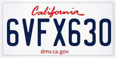 CA license plate 6VFX630