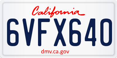 CA license plate 6VFX640
