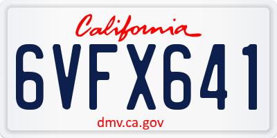 CA license plate 6VFX641