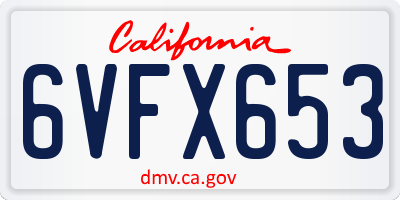 CA license plate 6VFX653