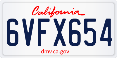 CA license plate 6VFX654