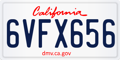 CA license plate 6VFX656