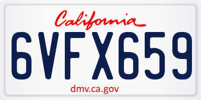 CA license plate 6VFX659