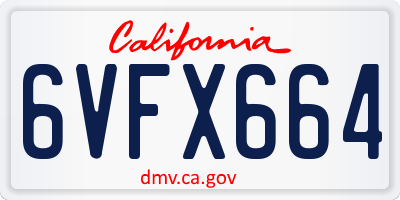 CA license plate 6VFX664
